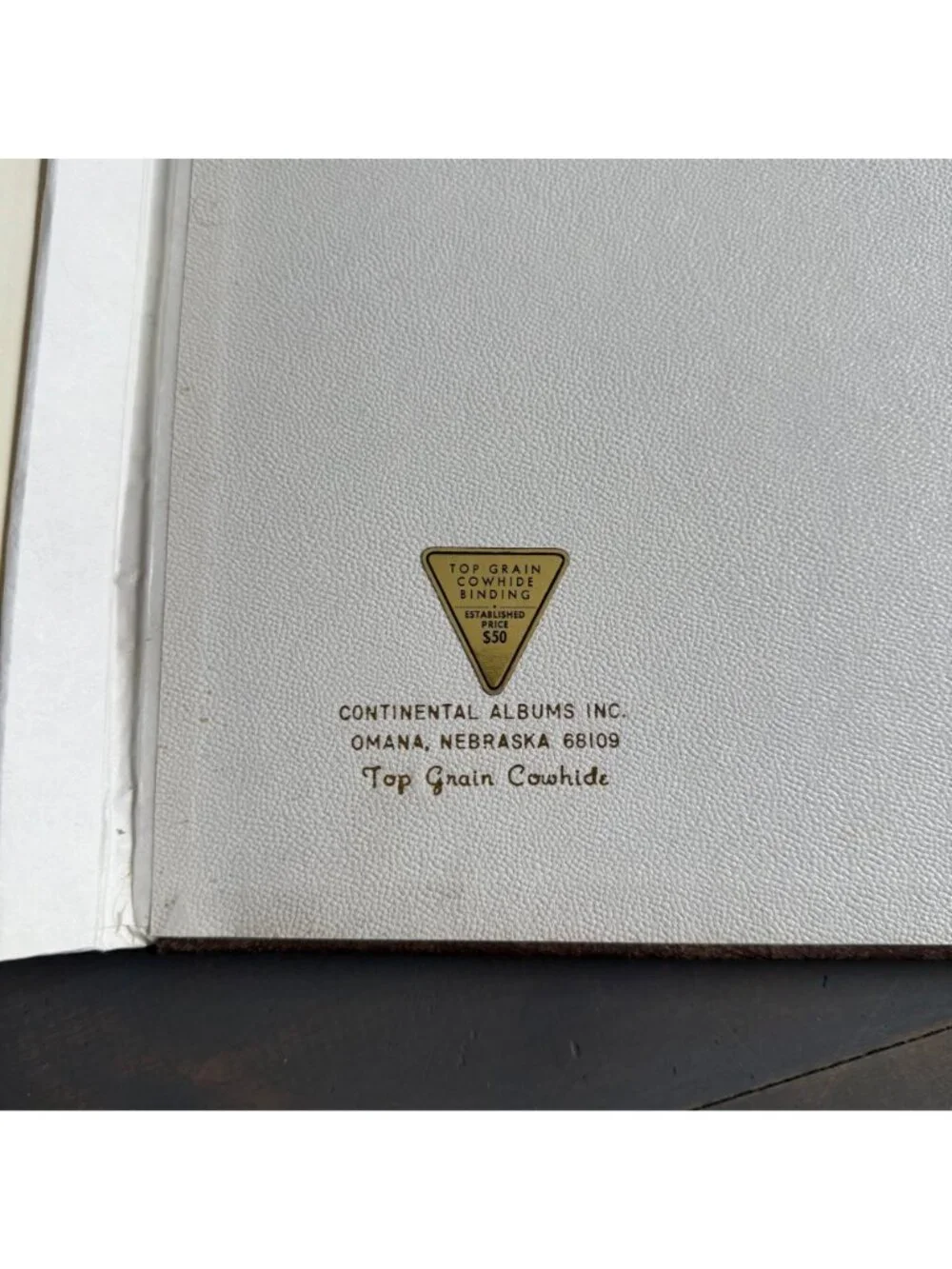 Vtg MCM 70s Our Family Photo Album Brown Top-Grain Cowhide Leather Gold Embossed